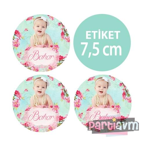 Mint Yeşili Doğum Günü Yuvarlak Etiket 7,5cm 10 Adet