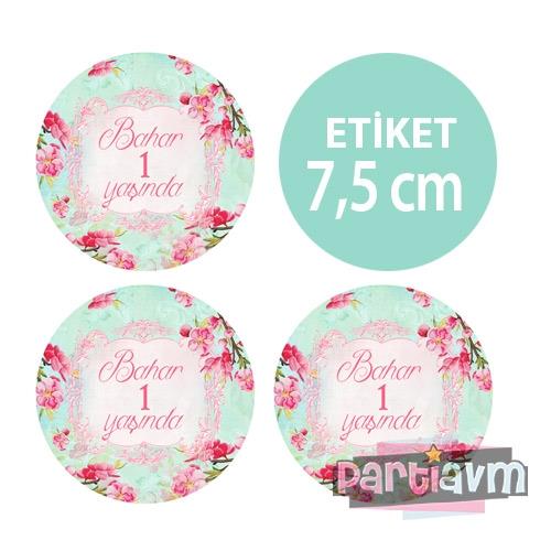 Mint Yeşili Doğum Günü Yuvarlak Etiket 7,5cm 10 Adet