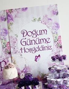 Partiavm Mor Düşler Doğum Günü 70x100 cm Katlanmaz Pano Afiş