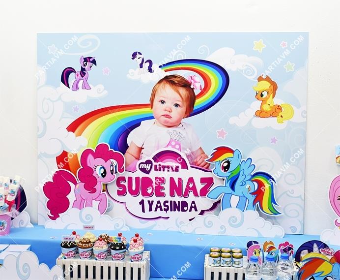 My Little Pony Doğum Günü 120 X 85 cm Dev Pano Afiş 3 Parça Boyutlu