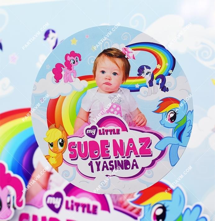 My Little Pony Doğum Günü 20 cm Önlü Arkalı Baskı Kalın Karton Misinalı Asma Süs