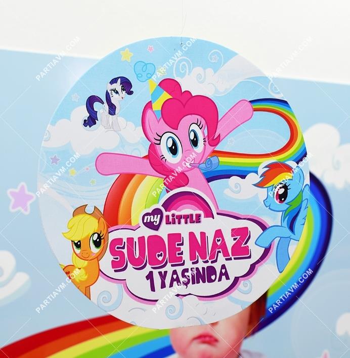 My Little Pony Doğum Günü 20 cm Önlü Arkalı Baskı Kalın Karton Misinalı Asma Süs