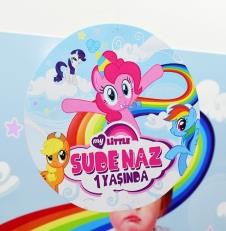 Partiavm My Little Pony Doğum Günü 20 cm Önlü Arkalı Baskı Kalın Karton Misinalı Asma Süs