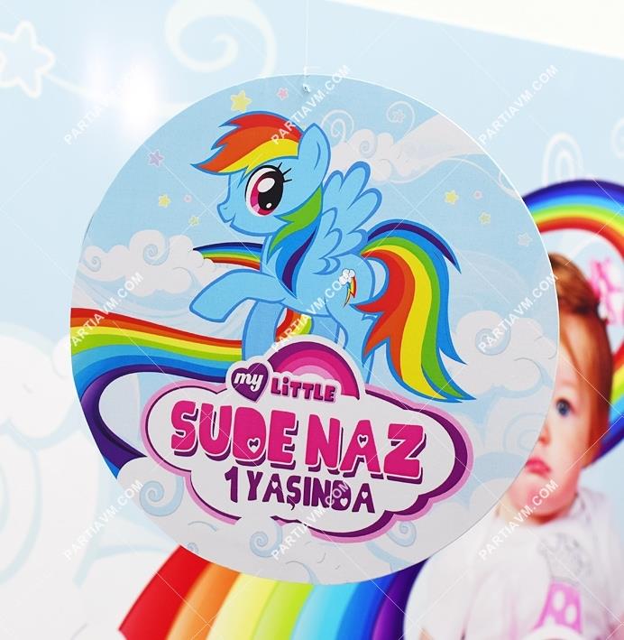 My Little Pony Doğum Günü 20 cm Önlü Arkalı Baskı Kalın Karton Misinalı Asma Süs