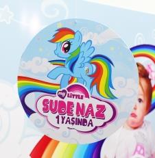 Partiavm My Little Pony Doğum Günü 20 cm Önlü Arkalı Baskı Kalın Karton Misinalı Asma Süs