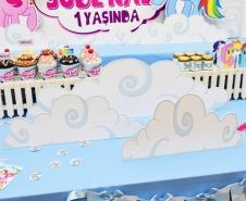 Partiavm My Little Pony Doğum Günü 30, 40 ve 70 cm 3 Adetli Set Masaüstü Dekor Bulut Pano