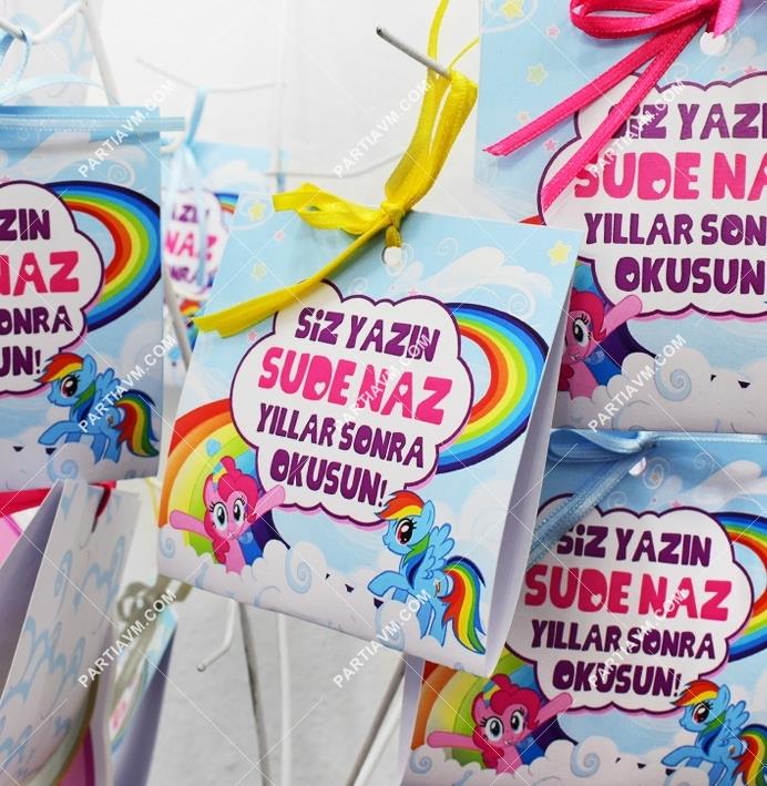 My Little Pony Doğum Günü Hatıra Yazısı Kartı Kurdele Bağlamalı 6 Adet