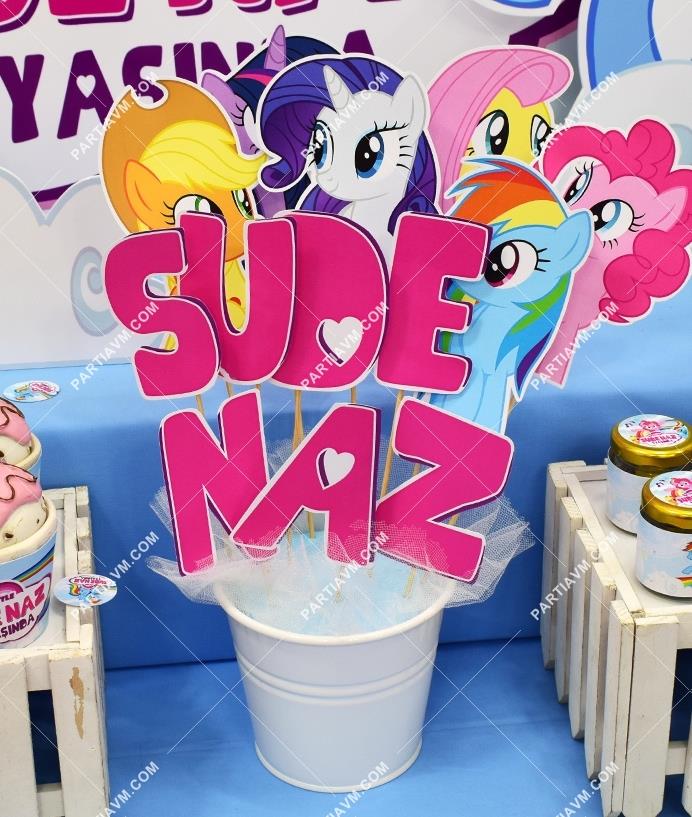 My Little Pony Doğum Günü Kovada Özel Kesim Çubuk Karton Süsler