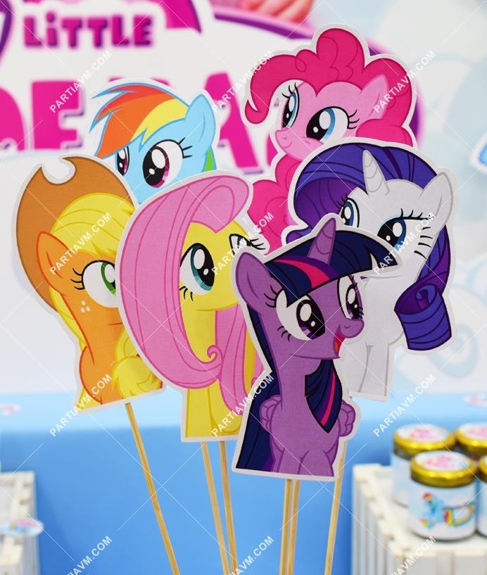 My Little Pony Doğum Günü Kürdan Süs Seti Karakterler Büyük Boy 6 Adet