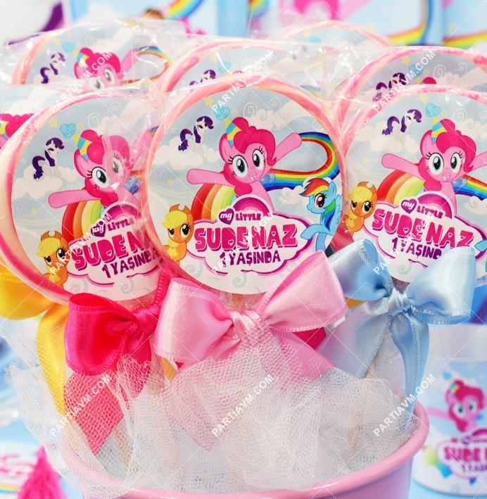 My Little Pony Doğum Günü Lolipop Şeker Etiketli Süslemeli 10 Adet