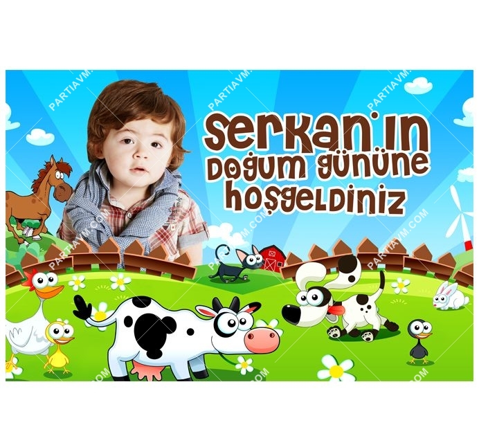 Neşeli Çiftlik Doğum Günü 120x85 cm Büyük Boy Kağıt Afiş