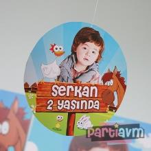 Partiavm Neşeli Çiftlik Doğum Günü Süsleri 20 cm Önlü Arkalı Baskı Kalın Karton Misinalı Asma Süs satın al