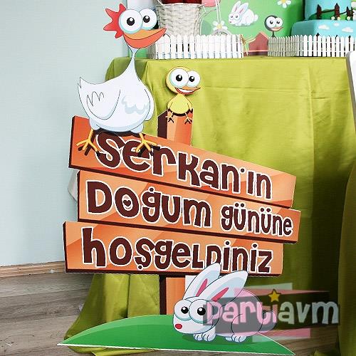 Neşeli Çiftlik Doğum Günü Süsleri 70 cm Kesimli Ayakta Duran Karşılama Panosu