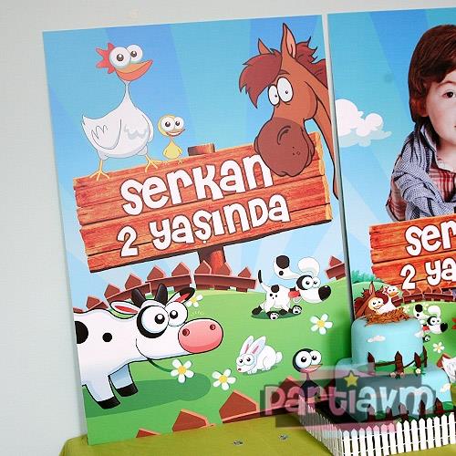 Neşeli Çiftlik Doğum Günü Süsleri 70x100 cm Katlanmaz Pano Afiş Büyük Boy Resimsiz