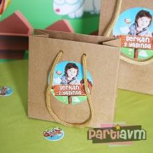 Partiavm Neşeli Çiftlik Doğum Günü Süsleri Hediye Çantası Etiketli Kurdeleli 10 X 10 cm 5 Adet