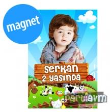 Partiavm Neşeli Çiftlik Doğum Günü Süsleri Hediyelik Magnet Kurdeleli Poşetinde 7X10 cm  