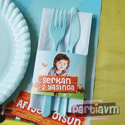 Neşeli Çiftlik Doğum Günü Süsleri Peçete Bandı ve Peçete 5 Adet