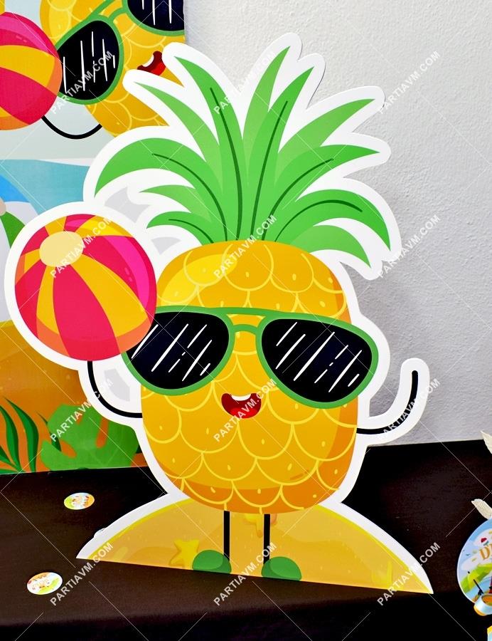 Neşeli Plaj Doğum Günü 45 cm Ananas Dekor Pano