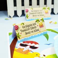 Partiavm Neşeli Plaj Doğum Günü Karton Mini Teşekkür Kartı 8 Adet