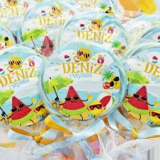 Partiavm Neşeli Plaj Doğum Günü Lolipop Şeker Etiketli Süslemeli 10 Adet satın al