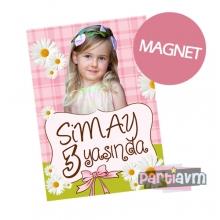 Partiavm Papatya Doğum Günü Süsleri Hediyelik Magnet Kurdeleli Poşetinde 7X10 cm  