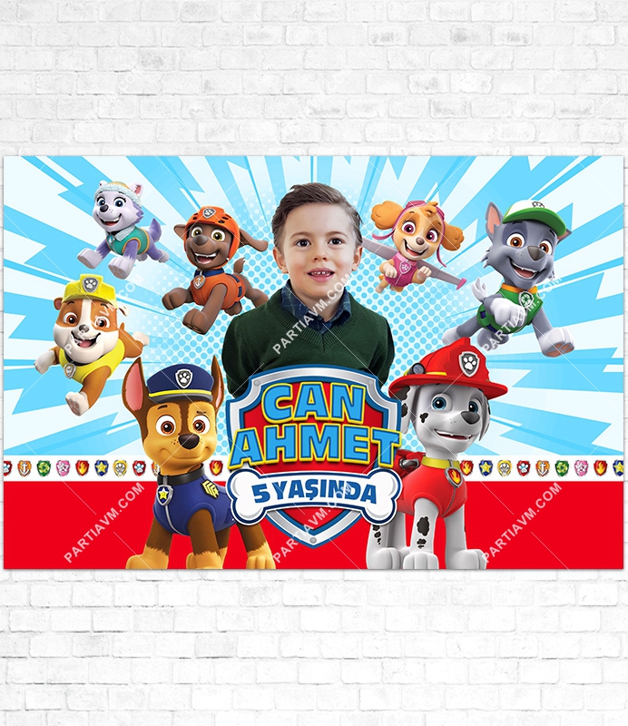 Paw Patrol Doğum Günü Süsleri 150x100 cm Dev Yırtılmaz Branda Afiş