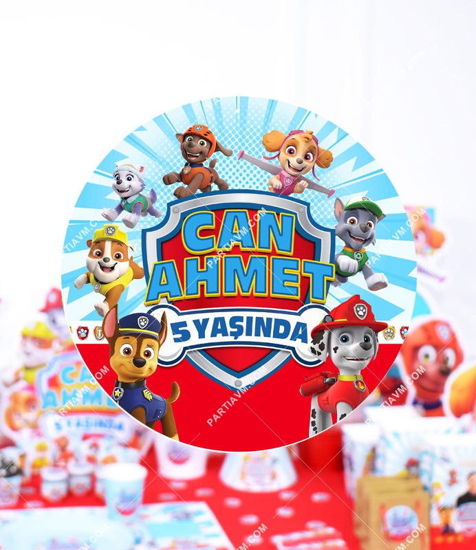 Paw Patrol Doğum Günü Süsleri 20 cm Önlü Arkalı Baskı Kalın Karton Misinalı Asma Süs