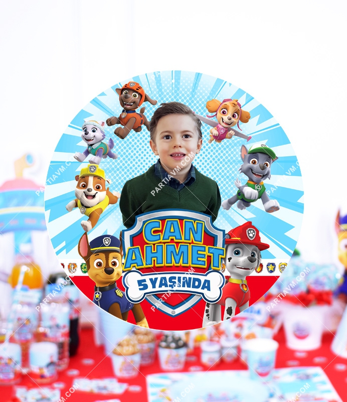 Paw Patrol Doğum Günü Süsleri 20 cm Önlü Arkalı Baskı Kalın Karton Misinalı Asma Süs