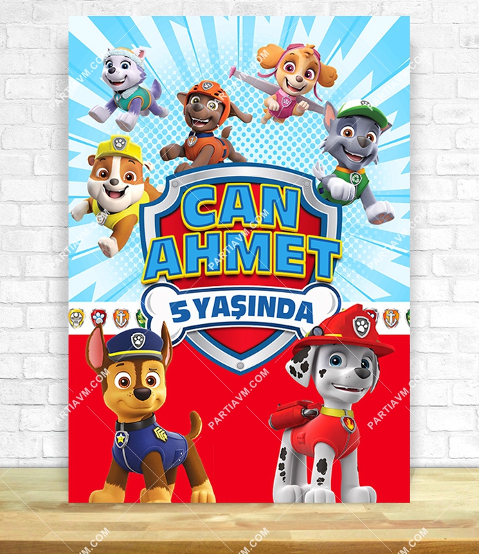 Paw Patrol Doğum Günü Süsleri 70x100 cm Katlanmaz Pano Afiş