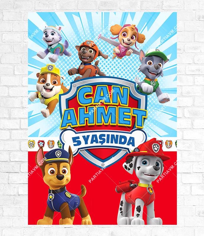 Paw Patrol Doğum Günü Süsleri 70x100 cm Yırtılmaz Branda Afiş