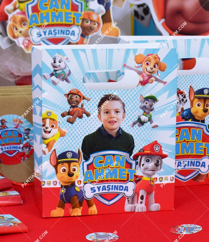 Paw Patrol Doğum Günü Süsleri Hediye Çantası Özel Tasarım 13 X 16 cm 5 Adet