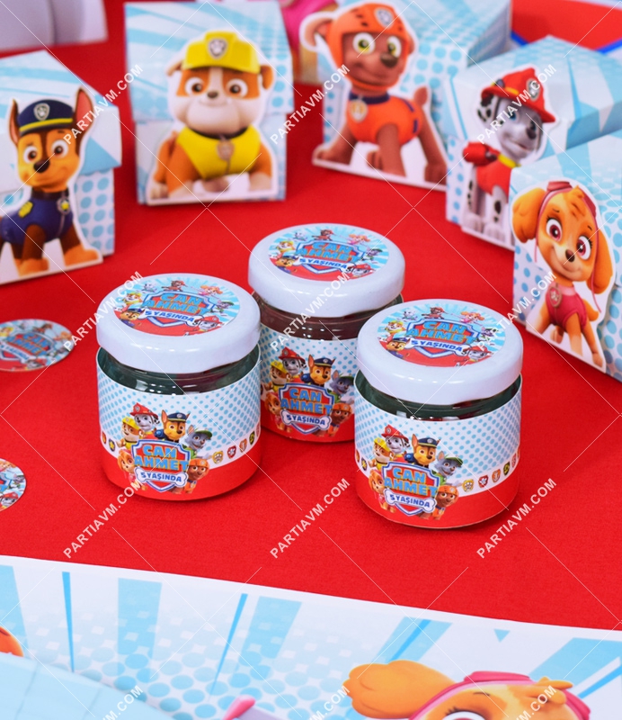 Paw Patrol Doğum Günü Süsleri Hediyelik Etiketli Cam Kavanozda Top Sakız