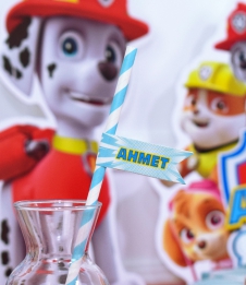 Partiavm Paw Patrol Doğum Günü Süsleri Kağıt Pipet Etiketli 12 Adet satın al