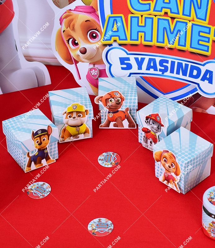 Paw Patrol Doğum Günü Süsleri Karakterli Karton Kutu 5 Adet