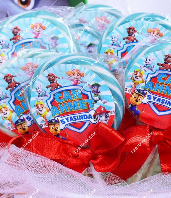 Paw Patrol Doğum Günü Süsleri Lolipop Şeker Etiketli Süslemeli 10 Adet