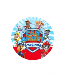 Partiavm Paw Patrol Doğum Günü Süsleri Yuvarlak Etiket 7,5cm 10 Adet