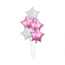 SAMM Pembe Beyaz Yıldız Balon Demeti 5li satın al