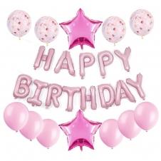 SAMM Pembe Happy Birthday Balon Seti 25li