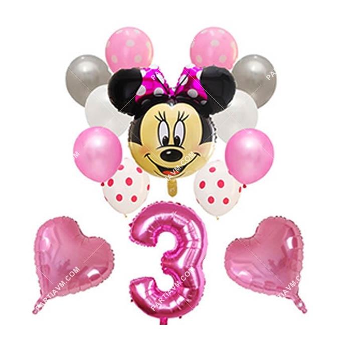 Pembe Minnie Mouse Balon Set