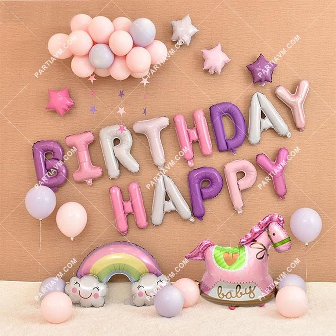 Pembe Pastel Tonları Happy Birthday Set
