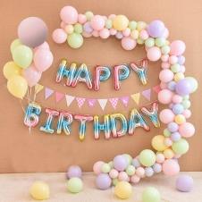 SAMM Pembe Tonları Folyo Happy Birthday Balon Zinciri