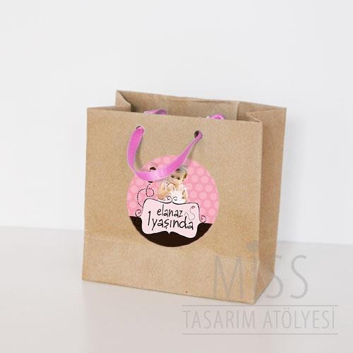 Pembe Uğur Böceği Doğum Günü Süsleri Hediye Çantası Etiketli Kurdeleli 10 X 10 cm 5 Adet