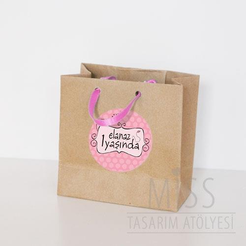 Pembe Uğur Böceği Doğum Günü Süsleri Hediye Çantası Etiketli Kurdeleli 10 X 10 cm 5 Adet