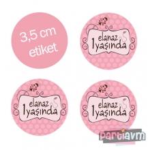 Partiavm Pembe Uğur Böceği Doğum Günü Süsleri Yuvarlak Etiket 3,5cm 15 Adet