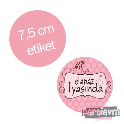 Pembe Uğur Böceği Doğum Günü Süsleri Yuvarlak Etiket 7,5cm 10 Adet