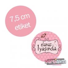 Partiavm Pembe Uğur Böceği Doğum Günü Süsleri Yuvarlak Etiket 7,5cm 10 Adet satın al