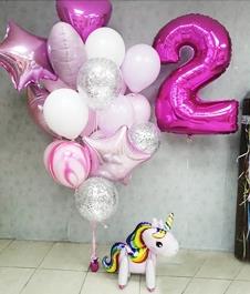 SAMM Pembe Unicorn Rakam Hazır Balon Seti