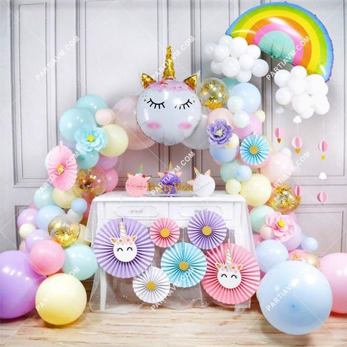 Pembe Unicorn Zincir Balon Seti