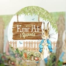 Partiavm Peter Rabbit Doğum Günü 20 cm Önlü Arkalı Baskı Kalın Karton Misinalı Asma Süs