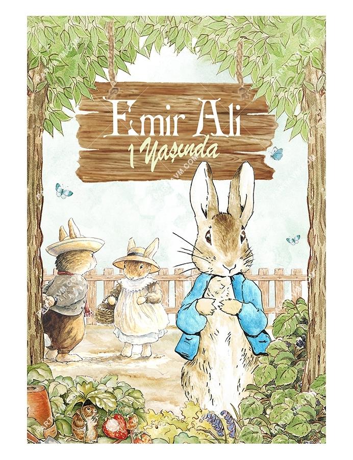 Peter Rabbit Doğum Günü 70x100 cm Katlanmaz Pano Afiş